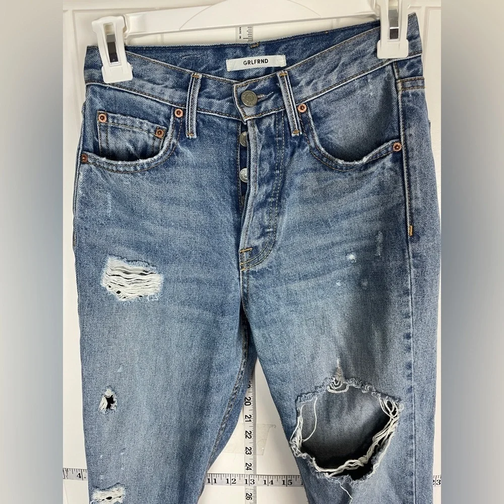 GRLFRND Karolina Distressed High-Rise Skinny Jean in A Little More Love - Picture 2 of 15